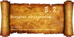 Bonyhai Krizosztom névjegykártya